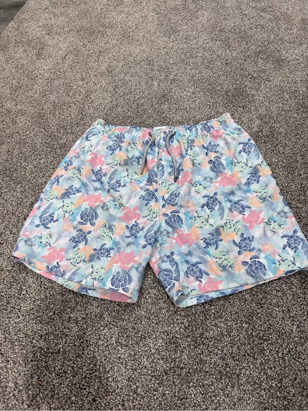 Men's Floral Swim Trunks - Pastel Blue Pink Print